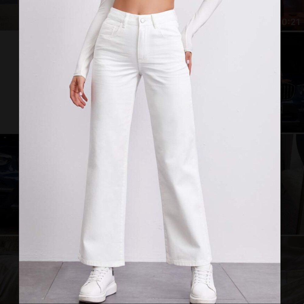 Shein White Wide Leg Jeans (Size 27/S)
